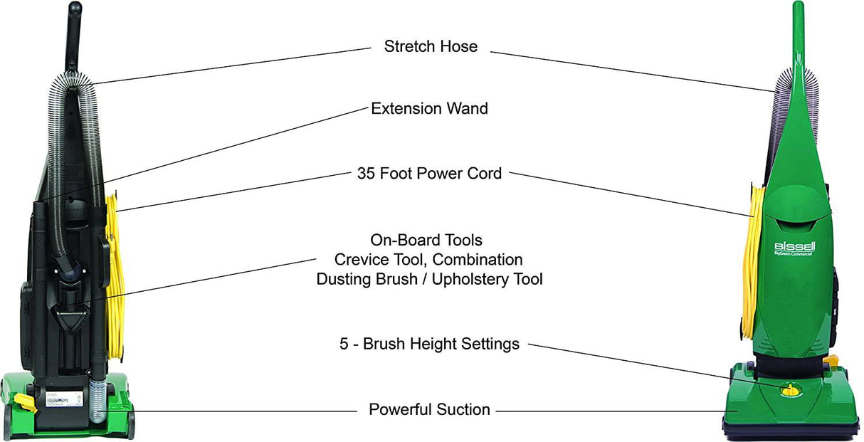 BISSELL BigGreen Commercial PowerForce Bolsa ligera, vertical, industrial, aspiradora, BGU1451T