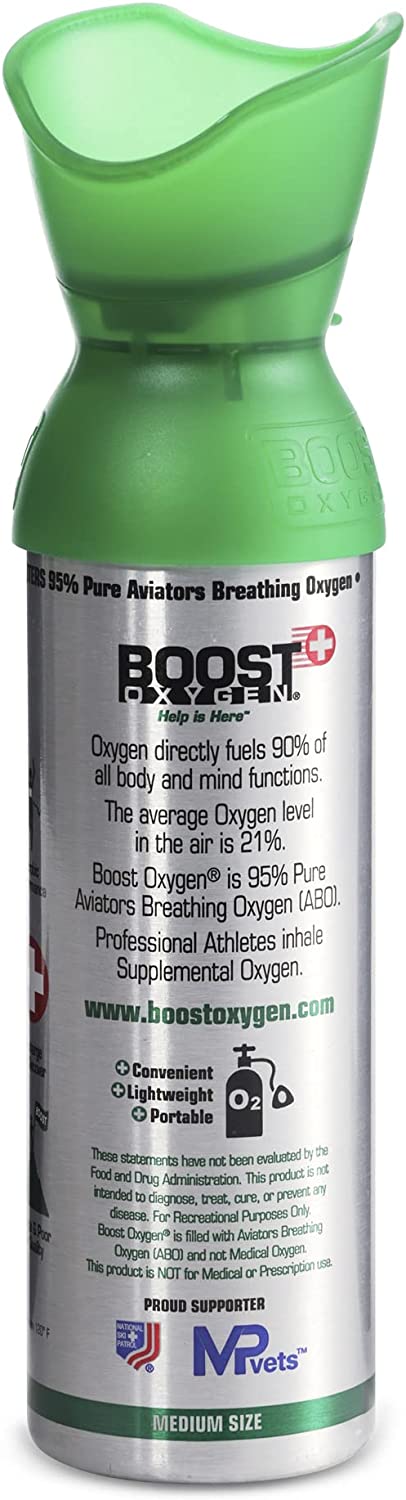 Boost Oxygen Botella de oxígeno suplementario enlatado puro natural de 5 litros 8 Pack