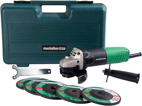 Amoladora angular Metabo HPT | 4-1/2 pulgadas | Incluye 5 muelas abrasivas y estuche rígido | Motor de 6,2 amperios | Compacto y ligero | G12SR4 - DIGVICE MX