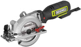 Sierra circular compacta Rockwell de 4-1/2", 5 amperios, 3500 rpm, con puerto para polvo y kit básico, RK3441K, negra - DIGVICE MX