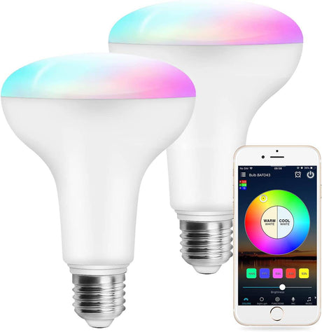 MagicLight Smart BR30 Bombillas de luz de inundación, intensidad regulable que cambia de color, equivalente a 100 W, luz LED empotrable, bombillas de luz WiFi, funciona con Alexa Google Assistant SmartThings (2 unidades) - DIGVICE MX