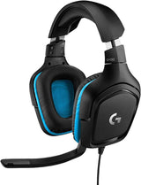 Logitech G432 - Auriculares para juegos con cable, sonido envolvente 7.1, auriculares DTS:X 2.0, micrófono abatible para silenciar, PC (cuero sintético) negro/azul