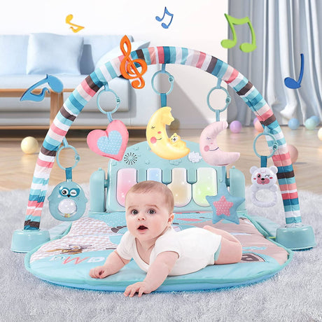 TEMI Baby Gym Toys & Activity Play Mat, Kick and Play Piano Gym Center con música y luces, juguetes de aprendizaje electrónico para bebés, niños pequeños, recién nacidos, niñas y niños de 1 a 36 meses - DIGVICE MX