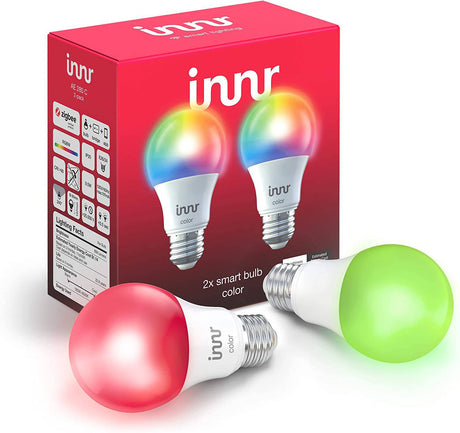 Innr Zigbee Smart Bulb A19 Color, funciona con Philips Hue, SmartThings, Alexa y Hey Google (se requiere Hub), bombilla LED RGBW regulable A19 con base E26, equivalente a 60 W, paquete de 2, AE 280 C-2 - DIGVICE MX