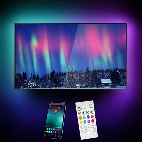 Miume Retroiluminación Led Music tv con tira de luces LED de 16,4 pies para TV de 61-80 pulgadas, retroiluminación Led de TV alimentada por USB RGB con aplicación y Control remoto - DIGVICE MX