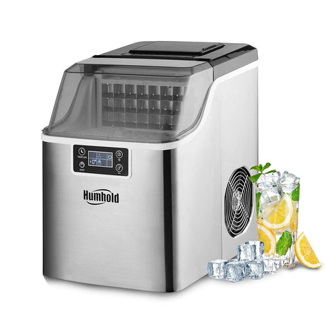 Humhold CounterTop Ice Maker con programa preestablecido de 24 horas, 44 libras/24 horas con autolimpieza, 24 cubitos de hielo transparentes en 12 minutos, 12 espesores ajustables - DIGVICE MX