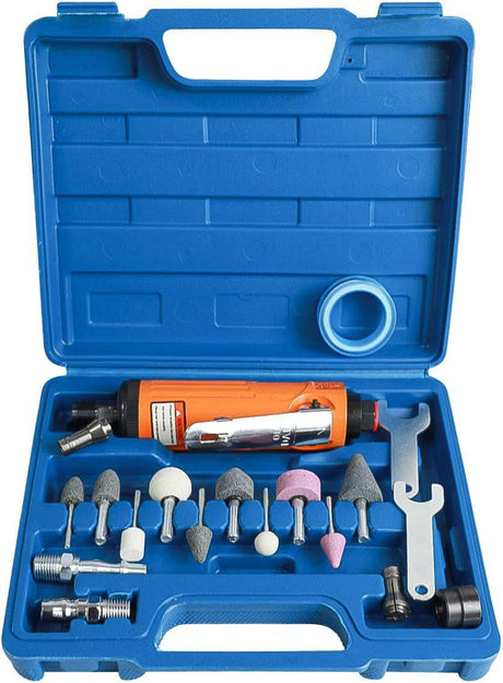 Sutekus Kit de amoladora de aire de 1/4 pulgadas, juego de herramientas de compresor de aire rotativo, lijadora neumática, acelerador de aire compacto con pinzas de 1/4 y 1/8 pulgadas (naranja) - DIGVICE MX