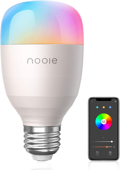 Nooie  - Bombillas LED inteligentes WiFi E26 Bombilla multicolor compatible con Alexa, Google Home, A19 10W 800LM 2800K-6000K RGB Bombilla que cambia de color con horario y temporizador 2.4GHz WiFi UL listado (no requiere concentrador) - DIGVICE MX