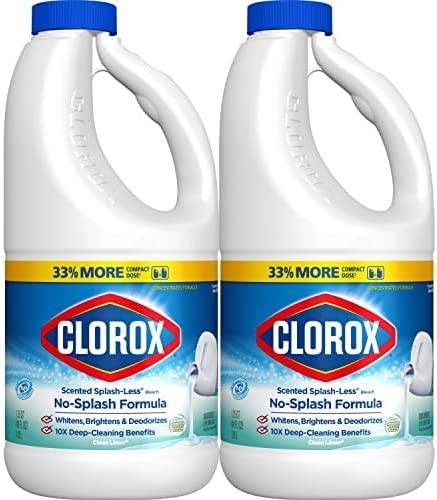 Clorox Splash-Less Bleach, fórmula concentrada, lino limpio, botella de 40 onzas, paquete de 2 (el paquete puede variar) - DIGVICE MX