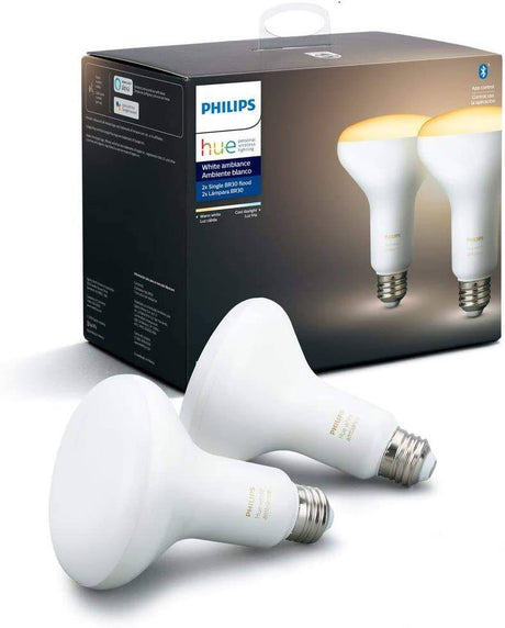 Paquete de 2 bombillas LED BR30 Philips Hue White Ambiance, compatibles con Bluetooth y Zigbee (Hue Hub opcional), latas/luces empotradas, funciona con Alexa y Google Assistant: un dispositivo certificado para humanos - DIGVICE MX