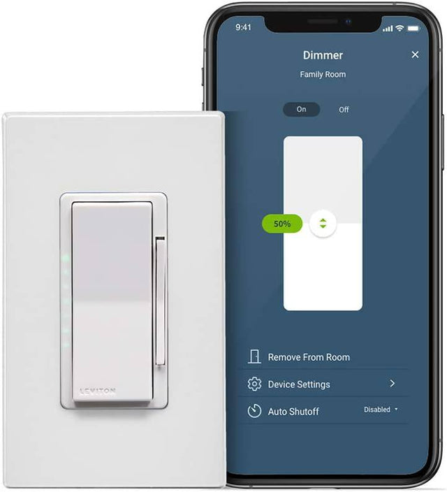 Leviton D26HD-2RW Decora Smart Wi-Fi Dimmer (2da generación), funciona con Hey Google, Alexa, Apple HomeKit/Siri y Anywhere Companions, no requiere concentrador, requiere cable neutro, blanco - DIGVICE MX