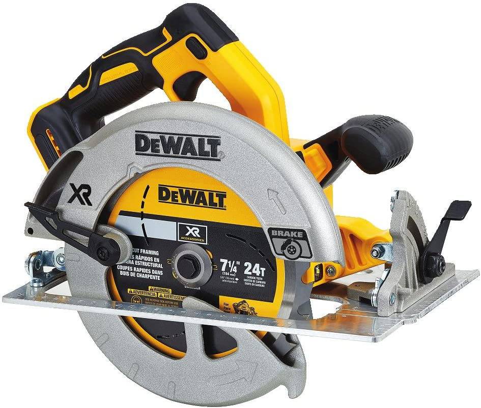 Sierra circular DEWALT 20V MAX 7-1/4 pulgadas con freno, solo herramienta, inalámbrica (DCS570B) - DIGVICE MX