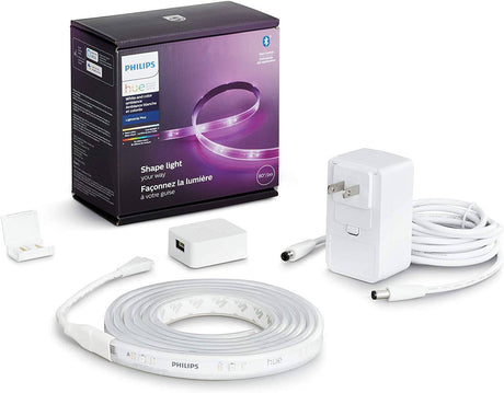 Philips Hue Bluetooth Smart Lightstrip Plus Kit base de 2 m/6 pies con enchufe, (Voz compatible con Amazon Alexa, Apple Homekit y Google Home) - DIGVICE MX