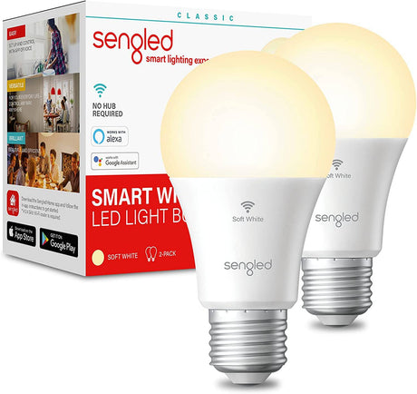 Sengled Bombillas inteligentes, bombillas WiFi, bombilla Alexa, bombillas inteligentes que funcionan con Alexa y Google Assistant, A19 blanco suave (2700 K) no requiere concentrador, 800 lm 60 W equivalente alto CRI>90, 2 unidades - DIGVICE MX