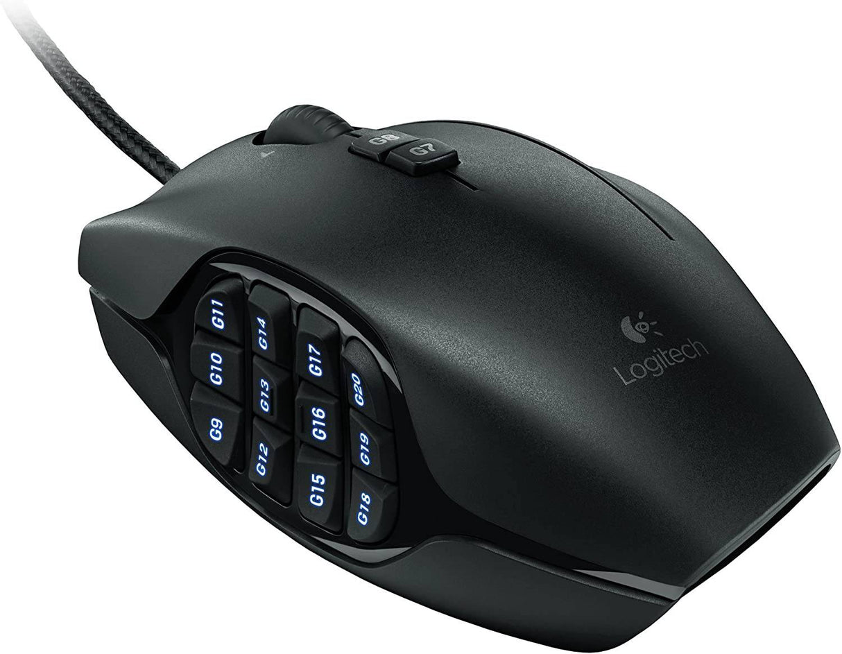 Logitech G600 MMO - Ratón para juegos, retroiluminación RGB, 20 botones programables