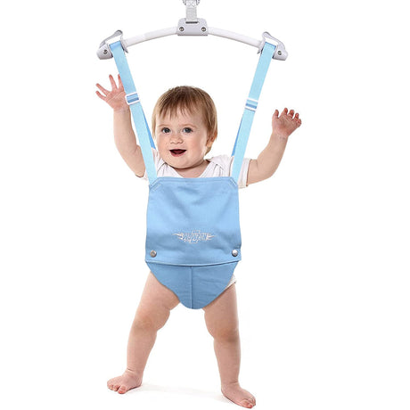  Saltador de bebé con soporte, jerséis y gorilas, ejercitador  para bebés de 6 a 24 meses, fácil de montar y almacenar para bebé (rosa) :  Bebés