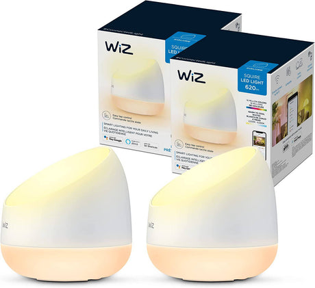 WiZ Connected Squire Paquete de 2 lámparas de mesa portátile , WiFi habilitado, 16 millones de colores, compatible con Alexa y Google Home Assistant, no requiere concentrador - DIGVICE MX