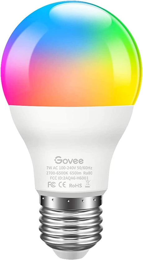 Govee Bombillas LED inteligentes, bombillas Bluetooth, bombillas RGBWW que cambian de color con control de aplicación, A19, E26, sincronización de música y 8 modos de escena para sala de estar, dormitorio, fiesta, 1 paquete (no compatible con WiFi) - DIGVICE MX