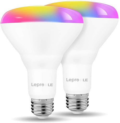 LEPRO - Bombillas LED de inundación, bombilla WiFi inteligente BR30, funciona con Alexa y Google Assistant, luces que cambian de color RGBW, 8 W = 65 W, 700 lúmenes, bombillas empotrables regulables para latas, base E26, paquete de 2 - DIGVICE MX