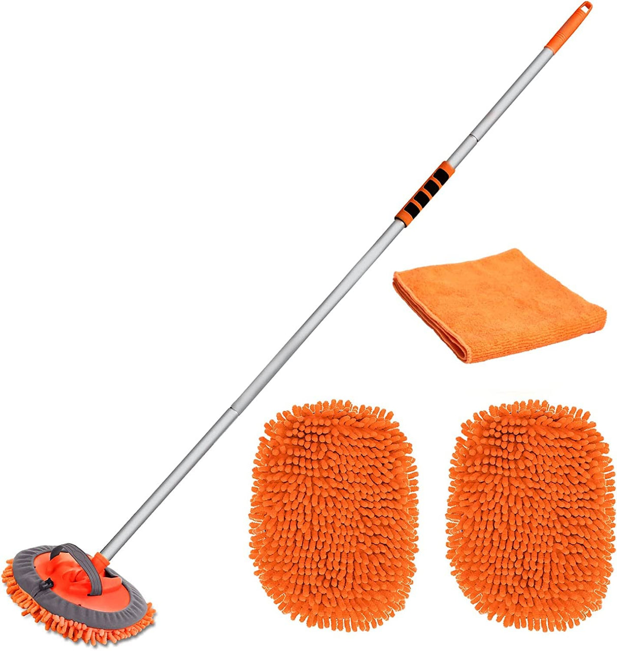 Cepillo de lavado de coche de flujo de lujo de 5 a 12 pies (alcance de 20  pies), cepillo de extensión telescópica de mango largo; cepillo de limpieza