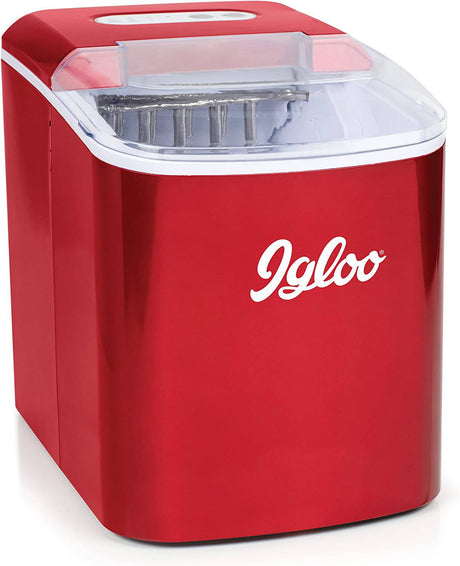 Igloo ICEB26RR Máquina automática portátil eléctrica para hacer hielo en la encimera, 26 libras en 24 horas, 9 cubitos de hielo listos en 7 minutos, con pala de hielo y cesta - DIGVICE MX