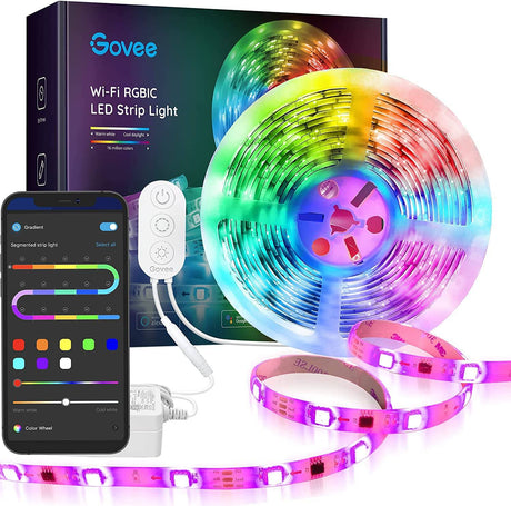 Govee Tira de luces LED RGBIC de 16.4 pies, control segmentado de luces LED que cambian de color WiFi, funciona con Alexa y Google Assistant, luces LED de música para dormitorio, cocina, fiesta de Navidad - DIGVICE MX