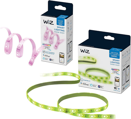 WiZ Connected 9ft Smart WiFi Color LightStrip Base Kit Plus Extension, 16 millones de colores, compatible con Alexa y Google Home Assistant, no requiere concentrador - DIGVICE MX