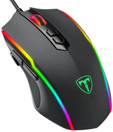 Lizsword Gaming Mouse con cable, computadora PC Gaming Mouse [RGB LED] [Rapid Fire], sensor de juego avanzado de 5 niveles 7200 DPI, ergonómico, 8 botones programables, Plug & Play USB Windows Mac Laptop Gamer, negro