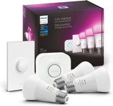 Philips Hue White and Color Ambiance Medium Lumen (75W) Smart Button Starter Kit, Hub incluido, 16 millones de colores, funciona con Amazon Alexa, Google Assistant, Apple HomeKit (nueva versión) - DIGVICE MX