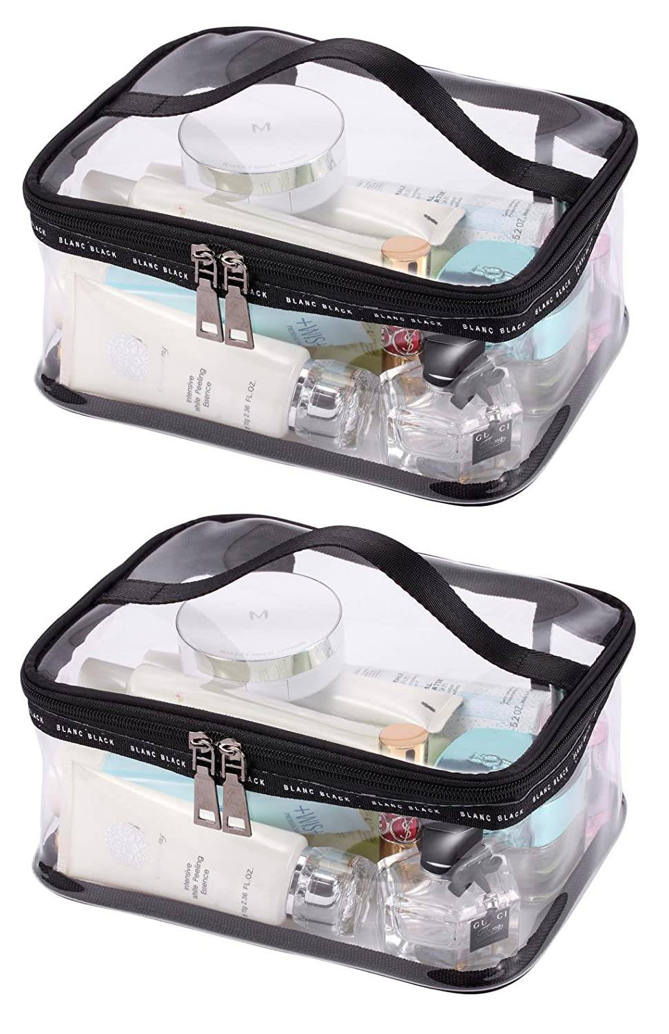 Louise Maelys - Bolsa de maquillaje transparente portátil, bolsa de almacenamiento de viaje transparente impermeable con cremallera, neceser con asa