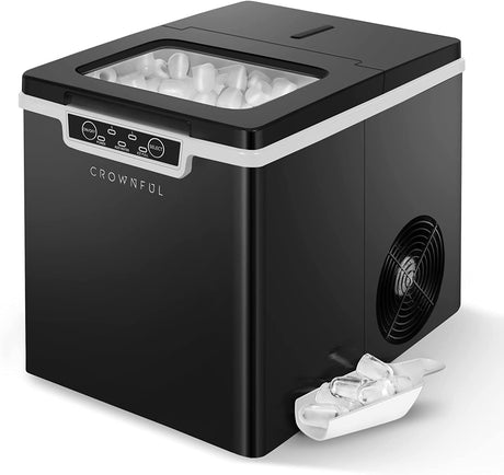 CROWNFUL - Máquina para hacer hielo , 9 cubitos de hielo listos en 8 minutos, cubitos de hielo de 26 libras en 24 horas, máquina eléctrica para hacer hielo con cuchara y cesta - DIGVICE MX