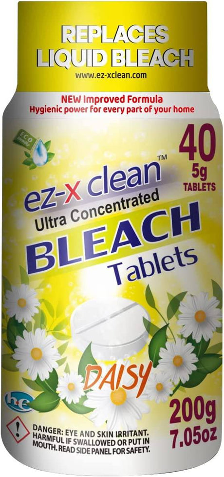 EZ-X CLEAN Pastillas de lejía activadas con agua ultraconcentradas con fórmula nueva y mejorada para lavandería y limpieza multipropósito. 40 tabletas de 7.05 oz sin fosfatos reemplaza la lejía líquida (margarita) - DIGVICE MX