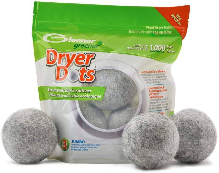 Gleener Dryer Dots Bolas secadoras de lana | Suavizante de telas ecológico extra grande, paquete de 3 (gris jaspeado) - DIGVICE MX