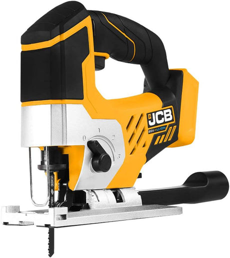 JCB Tools - JCB 20V Herramienta eléctrica inalámbrica para sierra caladora con vástago en T - Sin batería - Para mejoras en el hogar, volutas, bordes curvos, formas difíciles - Con luz LED, soplador de polvo y accesorio para aspiradora - DIGVICE MX