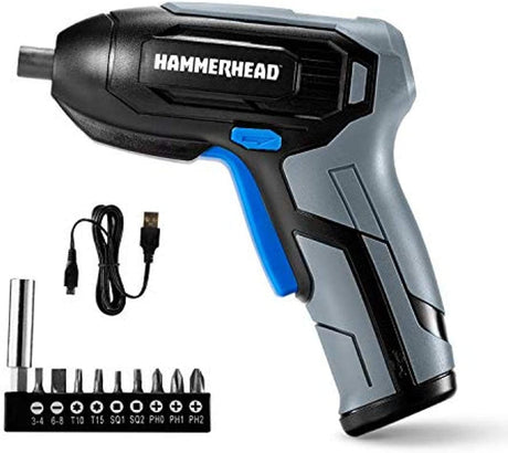 Destornillador inalámbrico Hammerhead recargable de 4 V con broca de 9 piezas - HCSD040 - DIGVICE MX