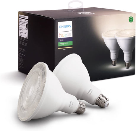 Bombillas inteligentes Philips Hue White Outdoor PAR38 de 13 W (se requiere Hub Philips Hue), 2 bombillas inteligentes LED PAR38 blancas, funciona con Alexa, Apple HomeKit y Google Assistant - DIGVICE MX