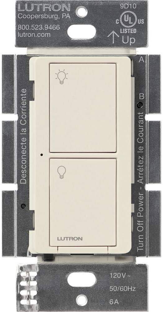 Interruptor de hogar inteligente Lutron Caseta, funciona con Alexa, Apple HomeKit, Google Assistant | 6 amperios, para ventiladores de techo, extractores, bombillas de luz LED, bombillas incandescentes y halógenas | PD-6ANS-LA | Almendra Claro - DIGVICE MX