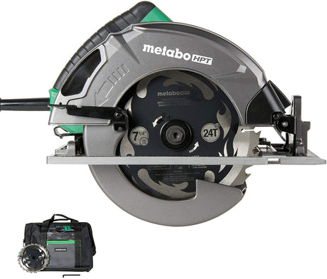 Kit de sierra circular Metabo HPT de 7-1/4 pulgadas | 6000 rpm, motor de 15 amperios | Soplador de polvo integrado | Hoja premium para enmarcar/desgarrar 24T | Ajuste de bisel con una sola mano | C7SB3 - DIGVICE MX