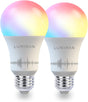 LUMIMAN - Bombillas inteligentes, luces LED Wi-Fi, multicolor y blanco cálido a frío, funciona con Alexa, Google Assistant y Siri, no requiere concentrador, paquete de 2, A19 E26, 7,5 W 800 lm - DIGVICE MX