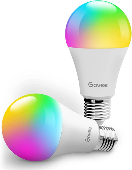 Govee Bombilla LED regulable, sincronización de música, bombillas que cambian de color, equivalente a A19 7 W 60 W, no requiere concentrador, bombillas Bluetooth multicolor con control de aplicación para fiesta en casa (no compatible con WiFi/Alexa) - DIGVICE MX