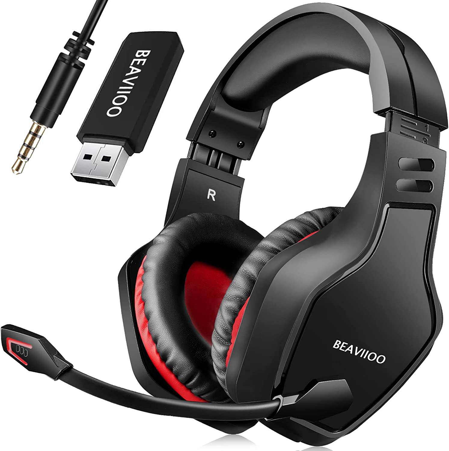 BEAVIIOO 2.4G Auriculares inal mbricos para juegos con micr fono