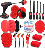 NIKCOSMK - 24PCS Car Detailing Brush Set, Car Detailing kit, Auto Detailing Drill Brush Set, Car Detailing Brushes, Car Wash Kit con Gel de limpieza,