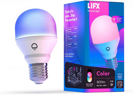 LIFX Color A19 800 lúmenes, miles de millones de colores y blancos, bombilla LED inteligente Wi-Fi, no requiere puente, funciona con Alexa, Hey Google, HomeKit y Siri. - DIGVICE MX