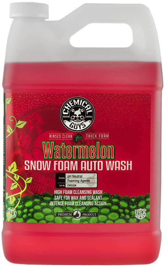 Chemical Guys CWS208 Jabón de lavado de autos de espuma de nieve de sandía (funciona con cañones de espuma, pistolas de espuma o lavados de cubos) 128 fl oz (1 galón), aroma de sandía