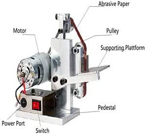 Cozyel - Mini lijadora de banda de 110 V, lijadora eléctrica, pulidora, cuchillo, afilador de bordes Apex, 9000 RPM con 10 cinturones abrasivos para metal, madera, acrílico, pulido - DIGVICE MX