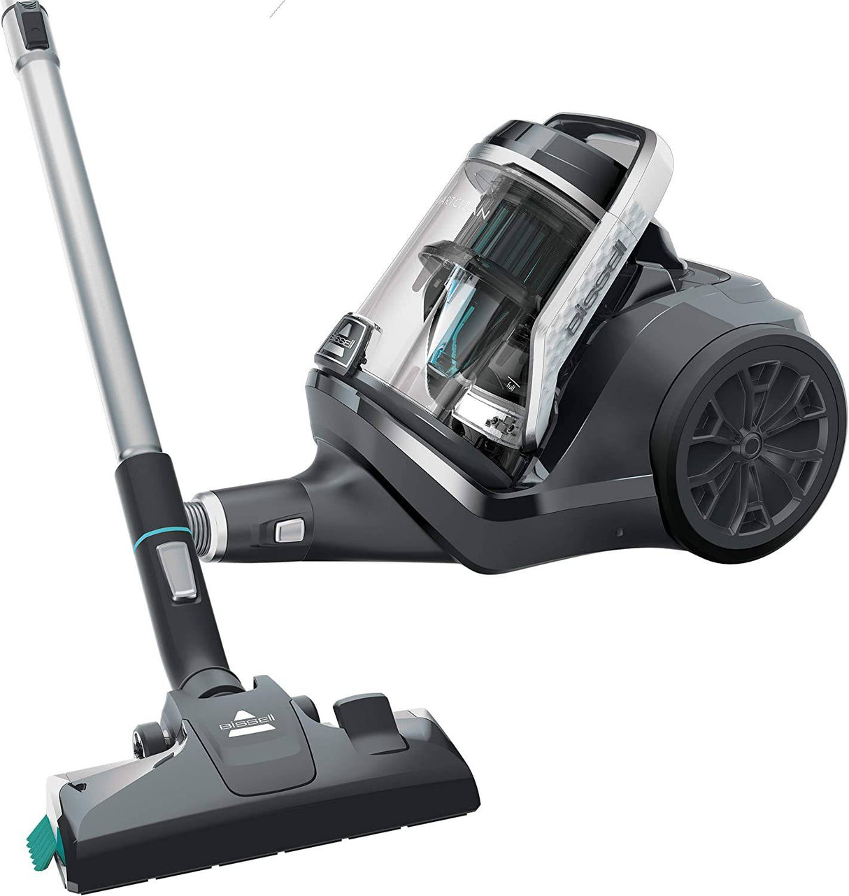 Aspiradora con recipiente SmartClean de BISSELL, 2268, negra con detalles en blanco perla/azul eléctrico