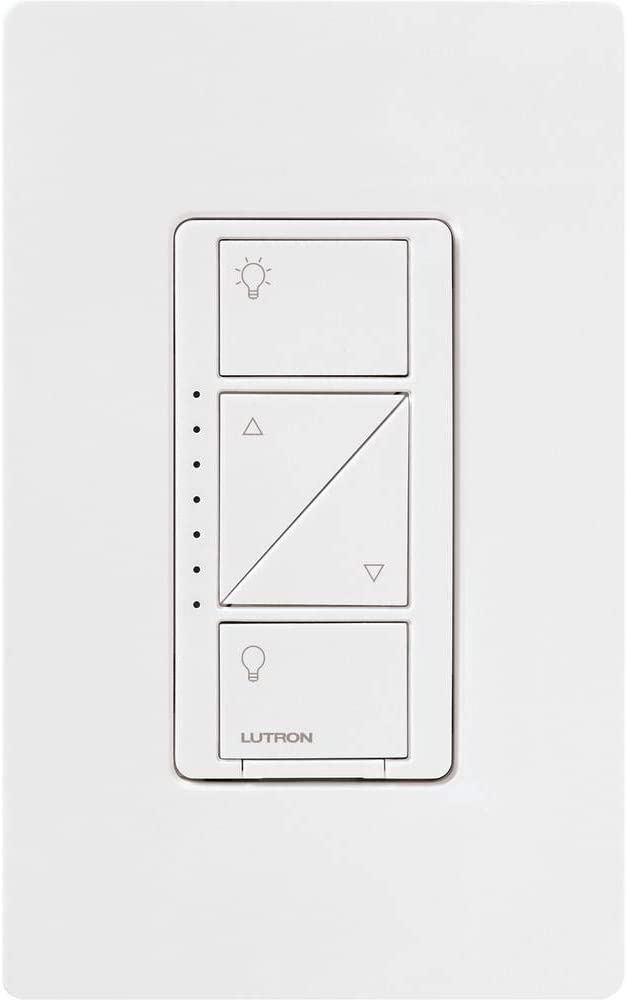 Lutron Caseta Smart Home Dimmer Switch, funciona con Alexa, Apple HomeKit y Google Assistant | para bombillas LED, bombillas incandescentes y bombillas halógenas | PD-6WCL-WH | Blanco - DIGVICE MX