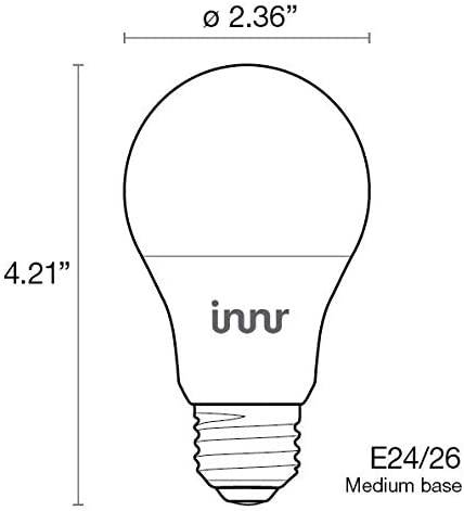 Innr Zigbee Smart Bulb A19 White, funciona con Philips Hue, SmartThings, Alexa y Hey Google (se requiere Hub), bombilla LED blanca cálida regulable A19 con base E26, equivalente a 60 W, paquete de 4, AE 260-4 - DIGVICE MX