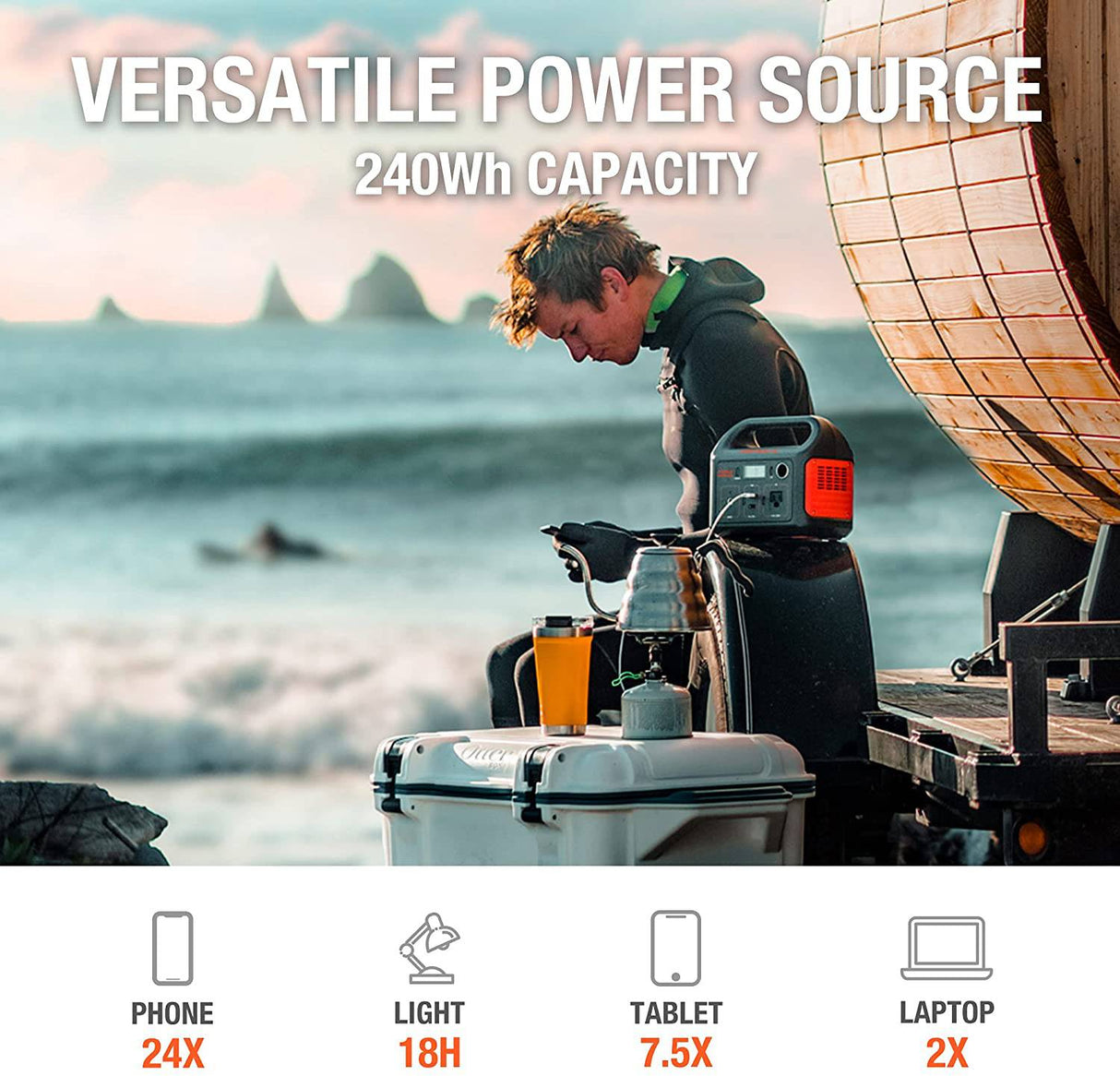 Jackery Portable Power Station Explorer 240, batería de litio de respaldo de 240 Wh, salida de CA de onda sinusoidal pura de 110 V/200 W, generador solar (panel solar no incluido) para acampar al aire libre, viajes, caza, emergencia - DIGVICE MX