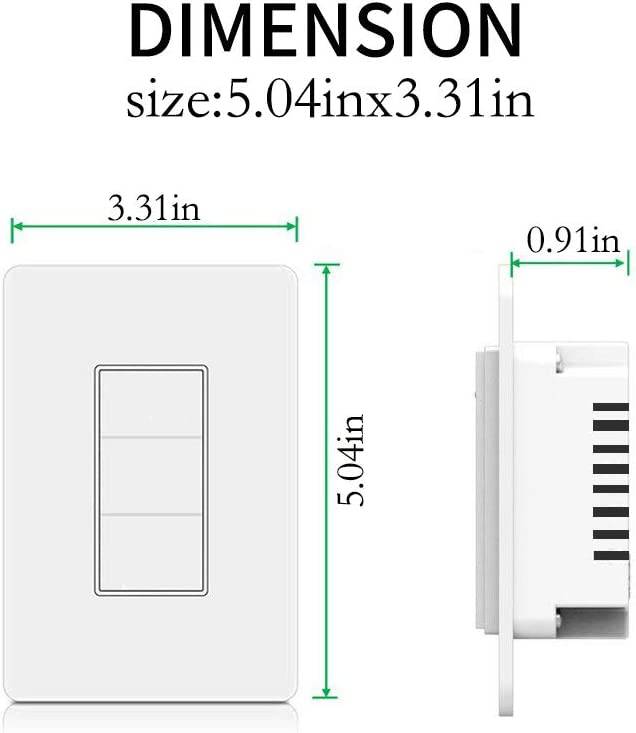 SANA Interruptor de luz inteligente, interruptor de luz de pared WiFi, fácil instalación y control de aplicaciones, compatible con Alexa y Google Home, no requiere concentrador (3 interruptores en 1 cuadrilla) - DIGVICE MX